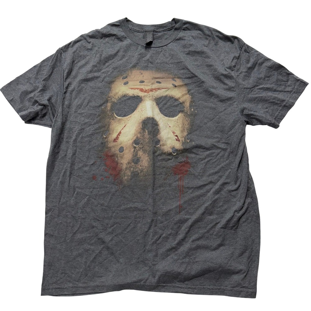 Friday the 13th Jason Voorhees Mask Horror Graphic‎ Tee Shirt Charcoal XL